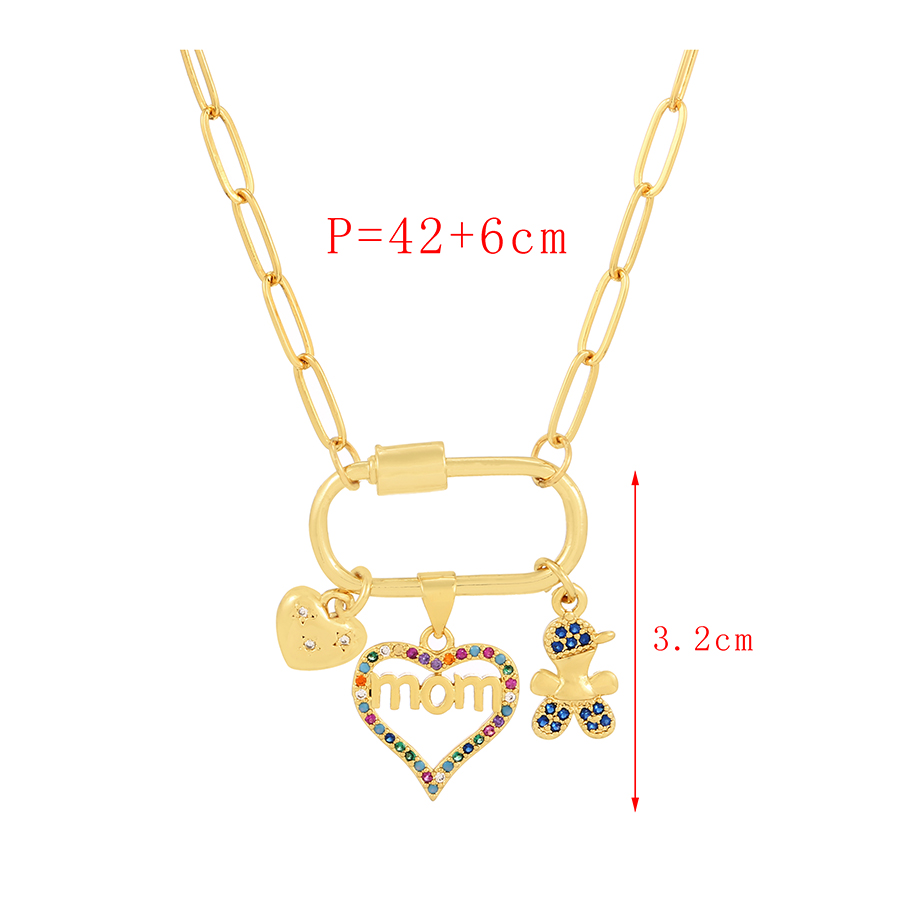 Fashion Color-2 Copper Zirconium Drip Oil Love Letter Girl Carrier Needle Necklace,Necklaces