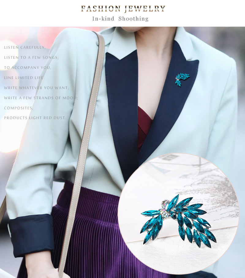 Fashion Blue Alloy Inlaid Geometric Brooch,Korean Brooches