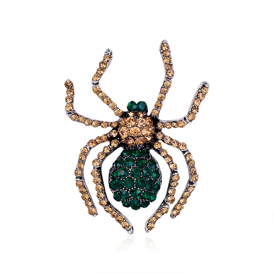 Fashion Green Alloy Diamond Spider Brooch,Korean Brooches