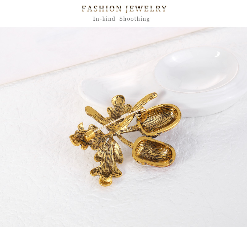 Fashion Gold Alloy Inlaid Geometric Brooch,Korean Brooches