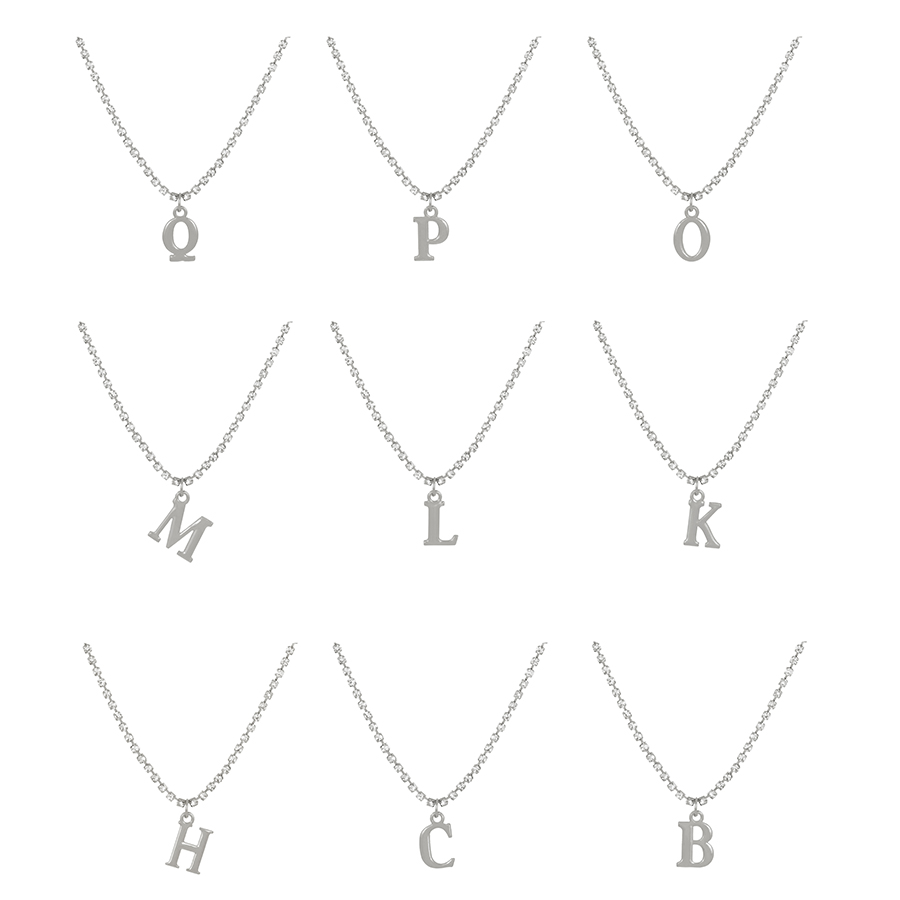 Fashion Silver H Alloy Diamond 26 Letters Pendant Necklace,Pendants