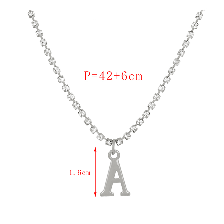 Fashion Silver Alloy Diamond 26 Letters Pendant Necklace,Pendants