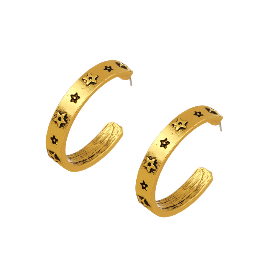 Fashion Gold Alloy Five-angle Star C-strap Earrings,Stud Earrings