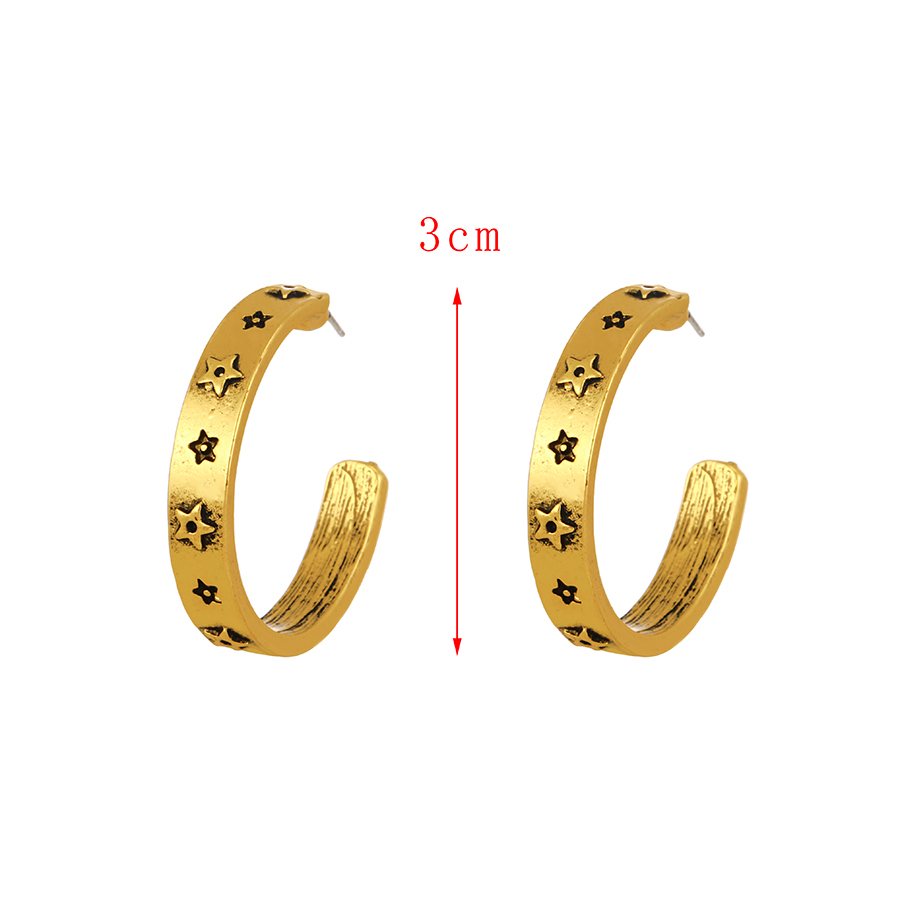 Fashion Gold Alloy Five-angle Star C-strap Earrings,Stud Earrings