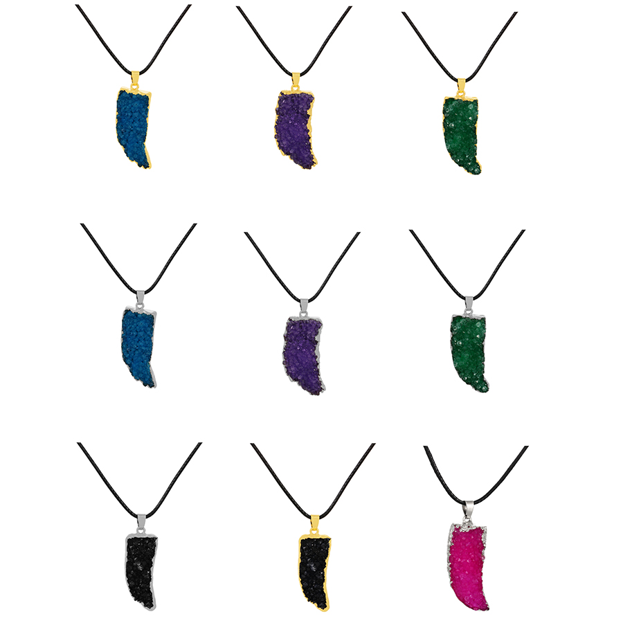 Fashion Silver + Purple Alloy Natural Stone Moon Pendant Necklace,Pendants