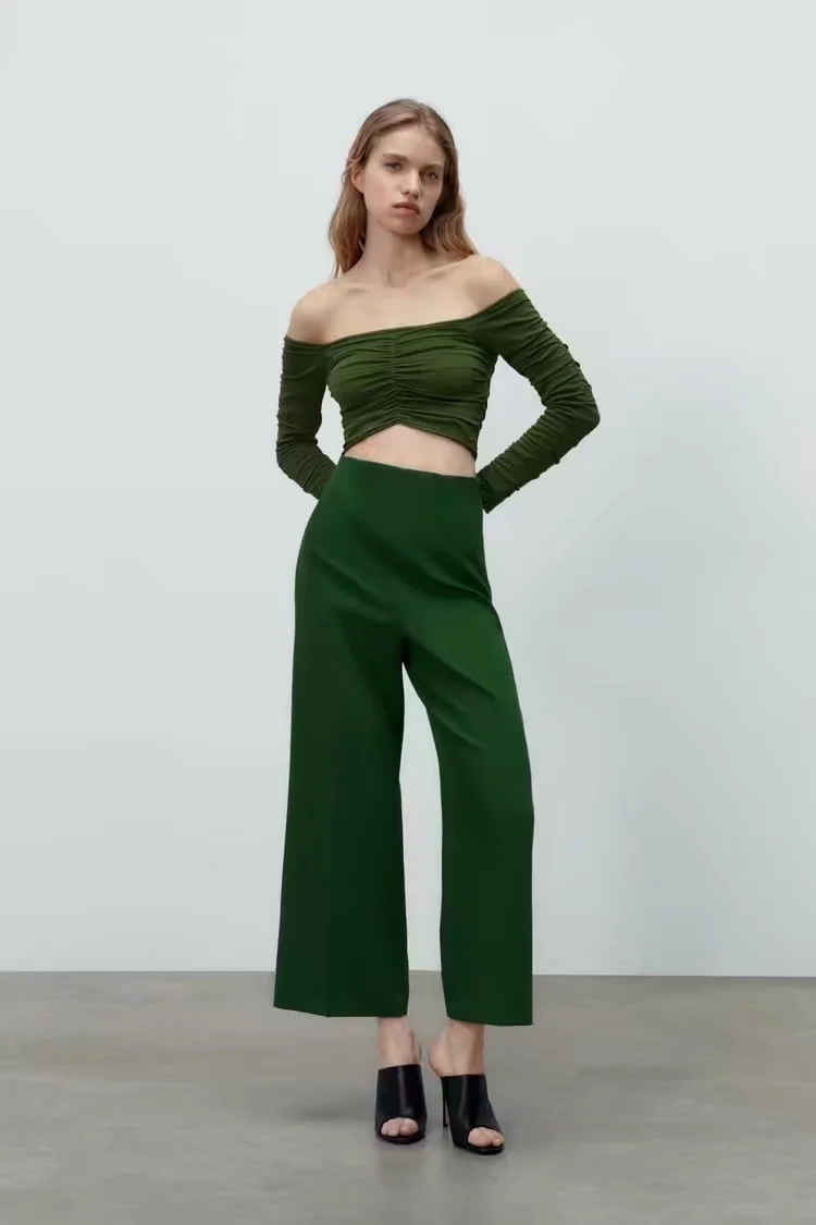 Fashion Ink Wovenly Pleated Straight Trousers,Pants
