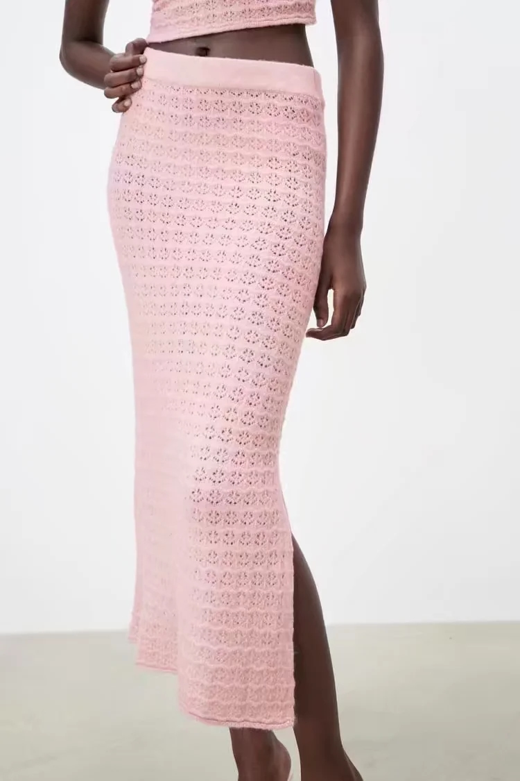 Fashion Pink Internet Access Jacquard Knit Skirt,Skirts