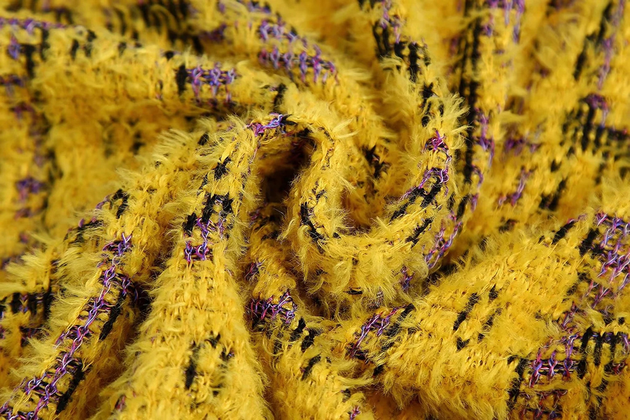 Fashion Yellow Geometric Knitting Buckle V-neck Shirt,Sweater