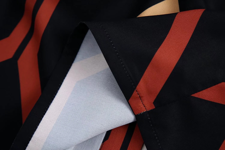 Fashion Brown Geometric Print Woven Printing Row Buckle Lapel Shirt,Coat-Jacket