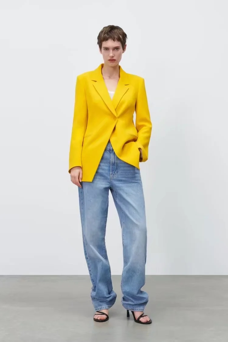 Fashion Yellow Woven Port Bag Suit Suit Jacket,Coat-Jacket