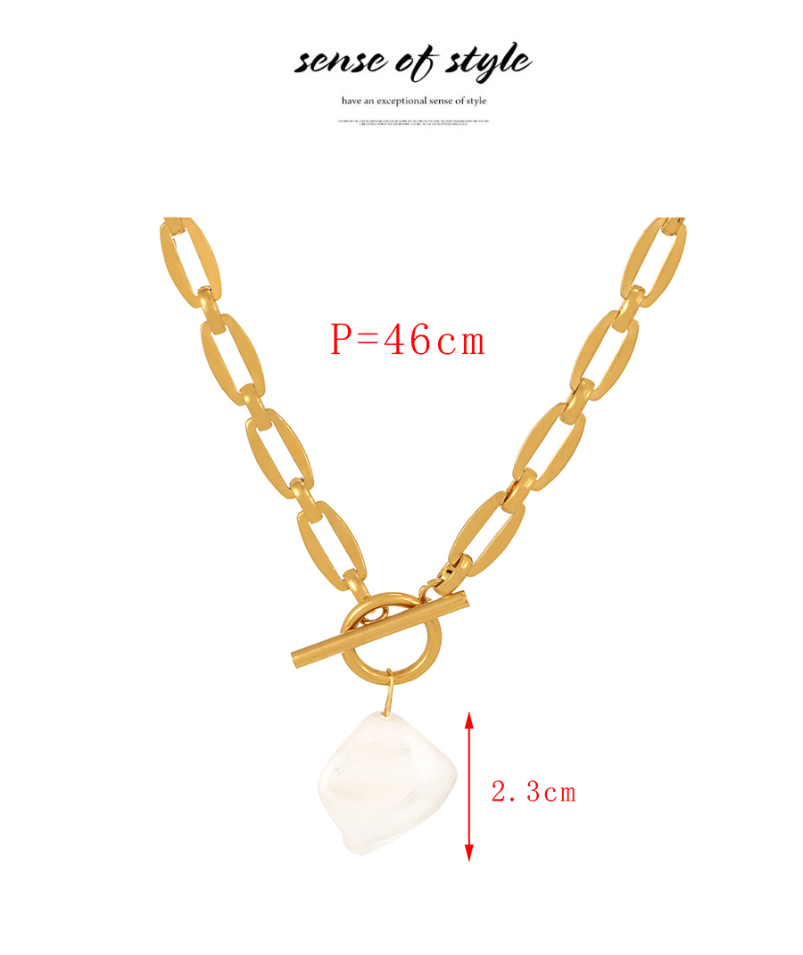 Fashion Golden-2 Titanium Steel Pearl Ot Buckle Necklace,Necklaces