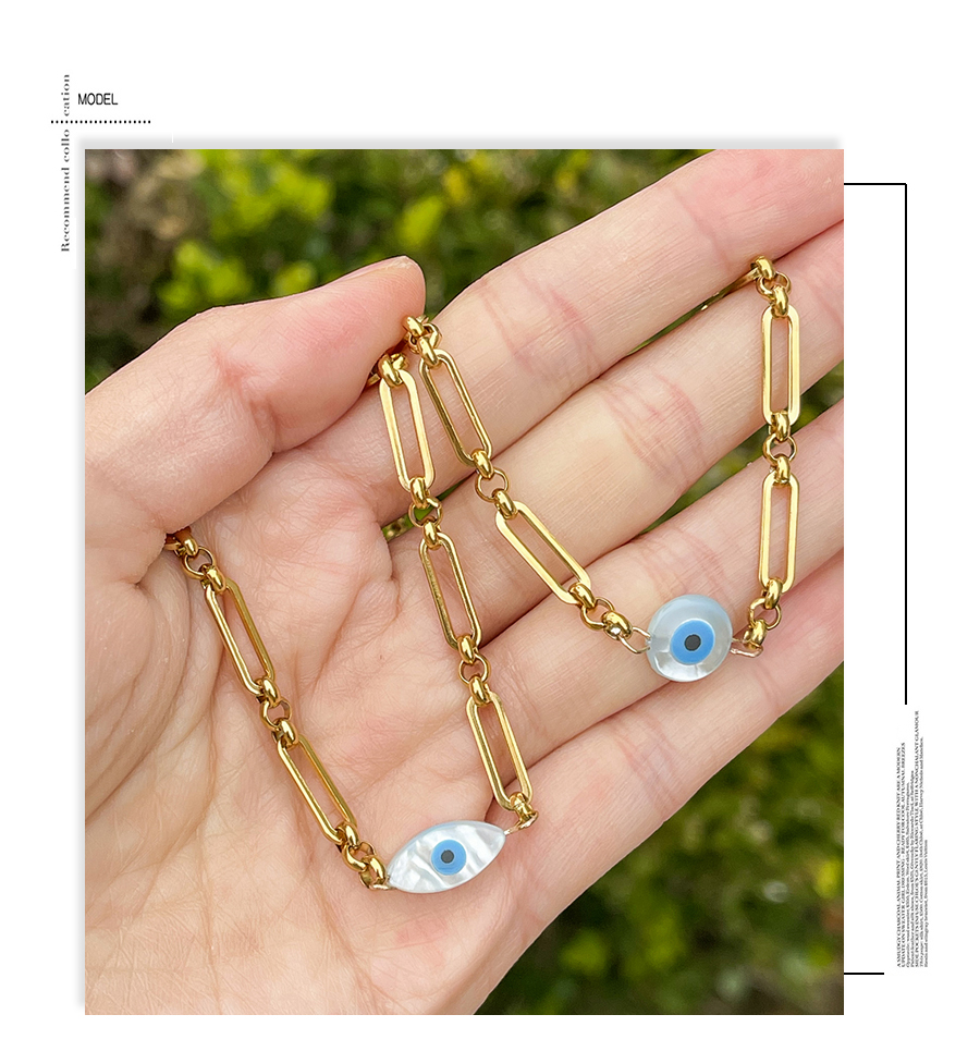 Fashion Golden-2 Titanium Steel Chain Resin Eye Necklace,Necklaces