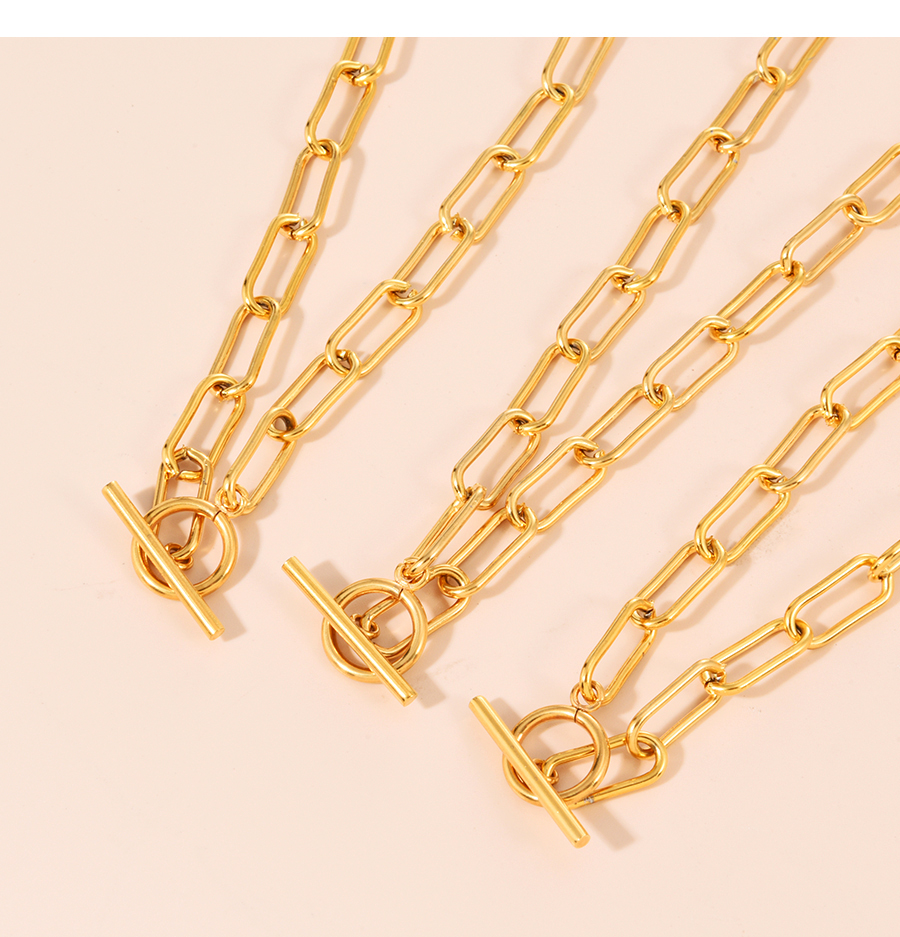 Fashion Golden 60cm Titanium Steel Ot Buckle Necklace,Necklaces