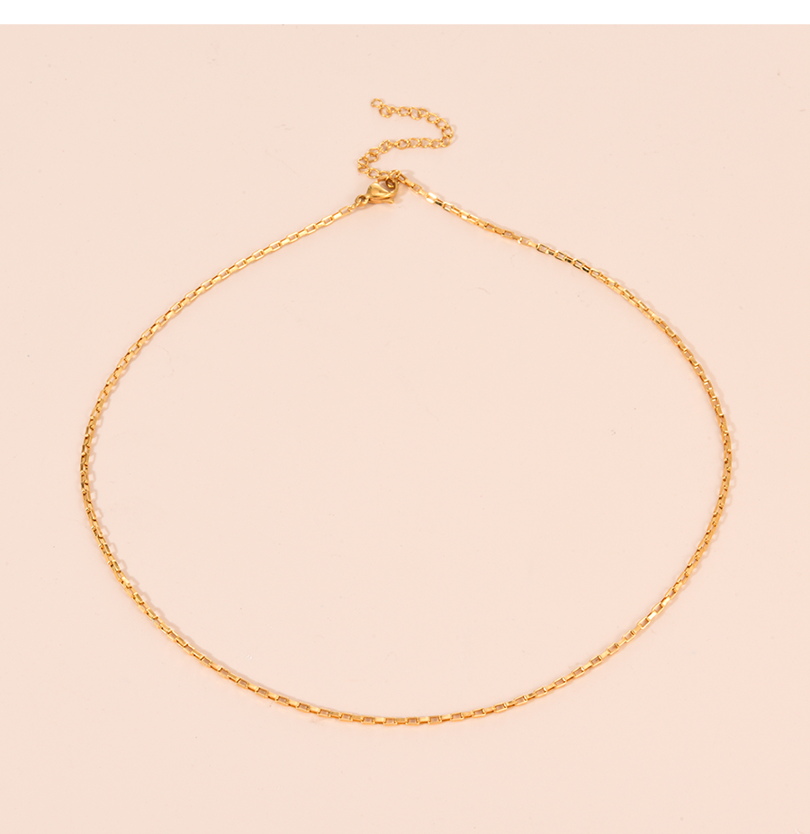 Fashion Golden 60cm Titanium Steel Geometric Chain Necklace,Necklaces