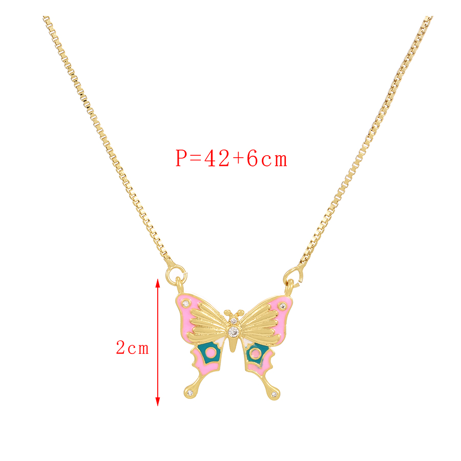Fashion Color Bronze Zircon Dripping Butterfly Necklace,Necklaces