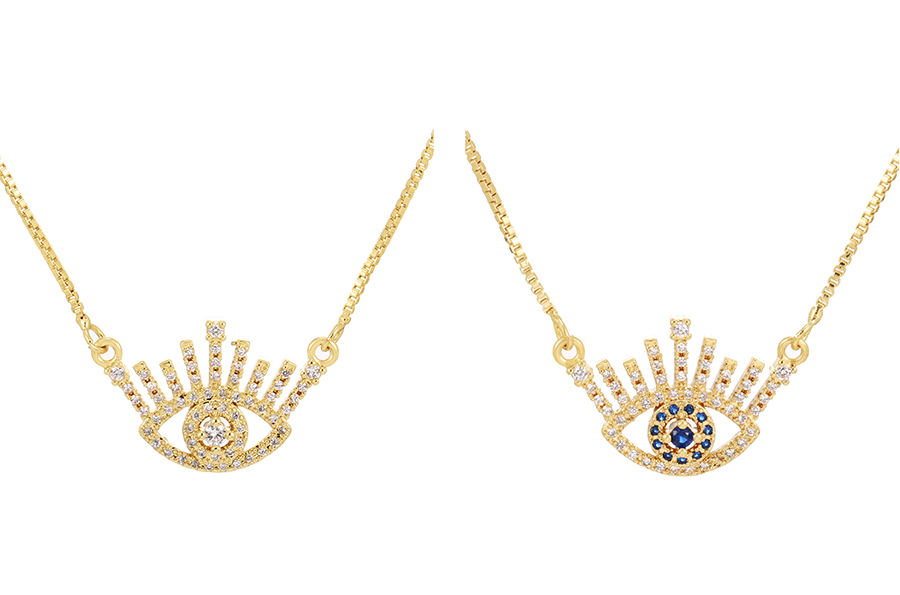 Fashion Golden -3 Copper Zirconium Eye Necklace,Necklaces