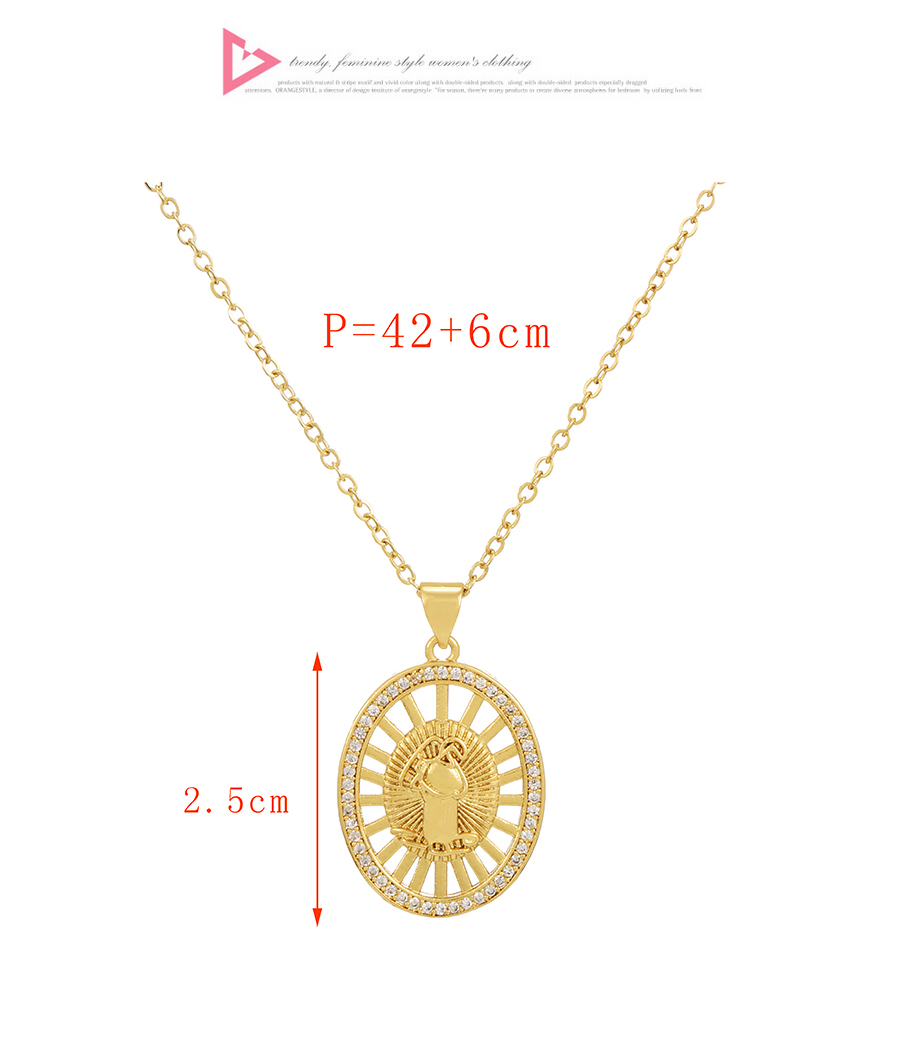 Fashion Gold Bronze Zirconium Portrait Geometric Necklace,Necklaces