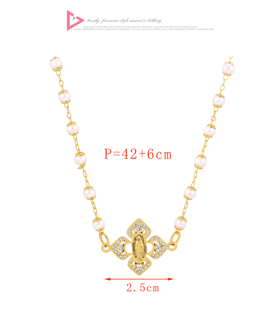 Fashion Gold Bronze Zirconium Madonna Necklace,Necklaces