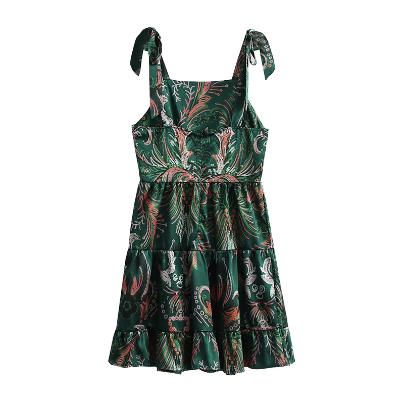 Fashion Printing Satin Print Slip Dress,Mini & Short Dresses