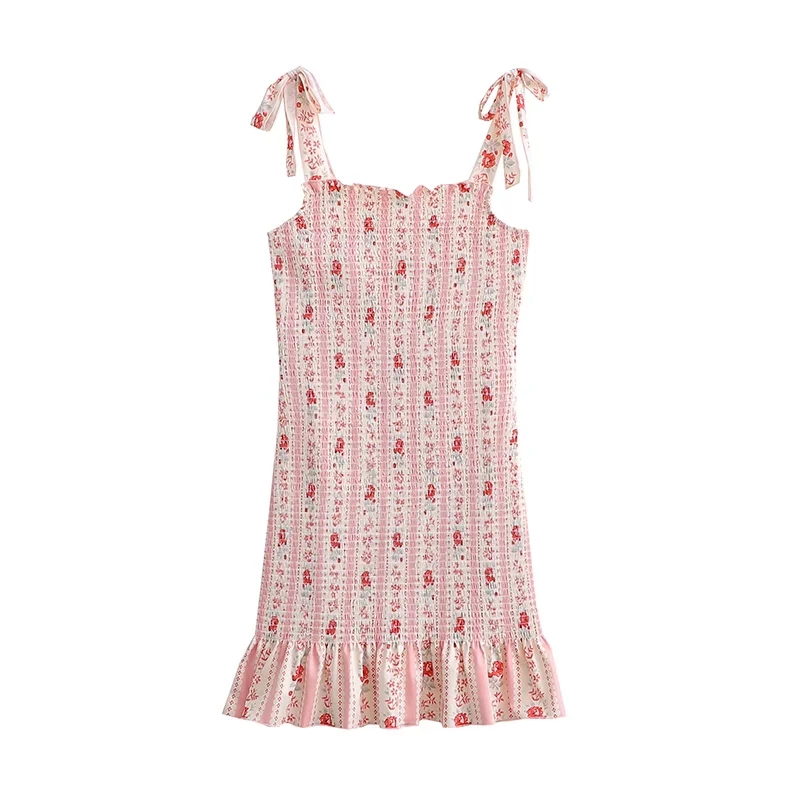 Fashion Printing Knitted Print Slip Dress,Mini & Short Dresses