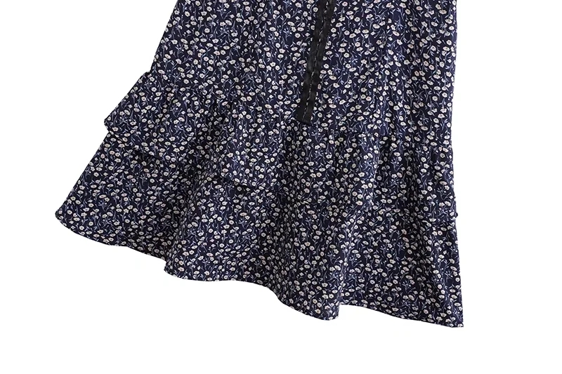 Fashion Navy Blue Printed Slip Dress,Mini & Short Dresses