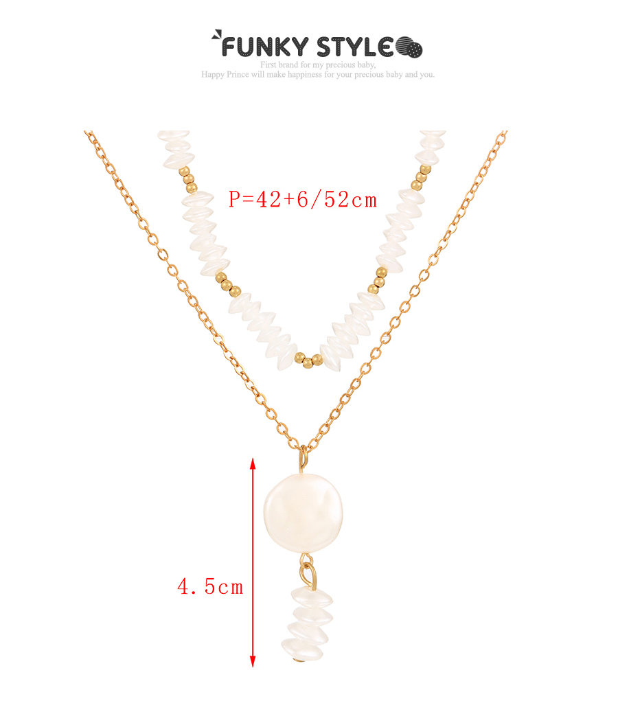 Fashion Gold Alloy Irregular Pearl Pendant Double Layer Necklace,Multi Strand Necklaces