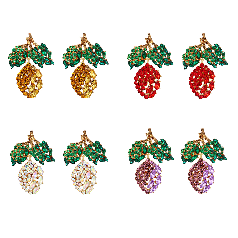 Fashion Red Alloy Diamond Fruit Stud Earrings,Stud Earrings
