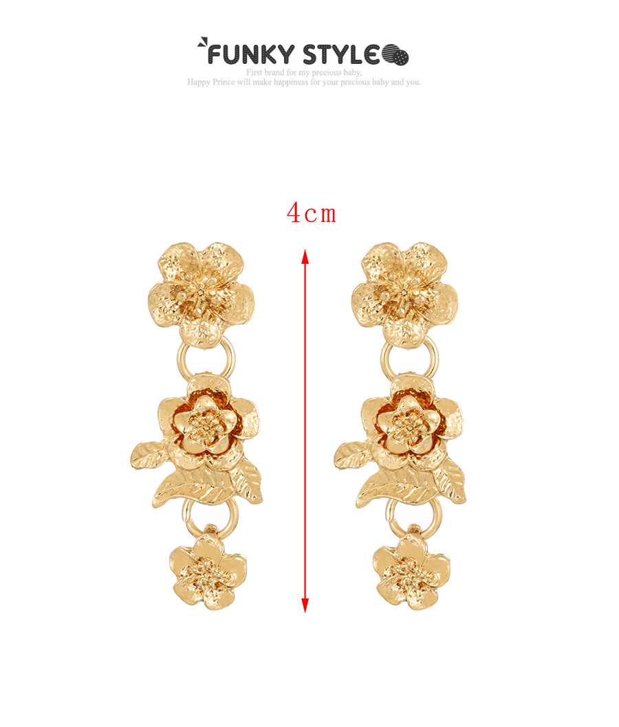 Fashion Gold Alloy Flower Stud Earrings,Stud Earrings