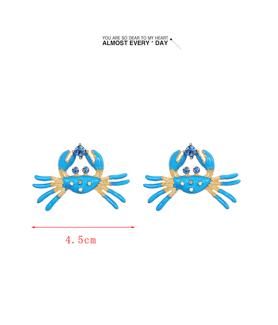 Fashion Blue Alloy Drop Oil Rhinestone Crab Stud Earrings,Stud Earrings