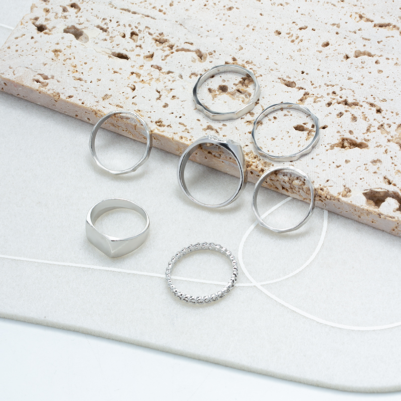 Fashion Silver Alloy Geometric Ring Set,Jewelry Sets