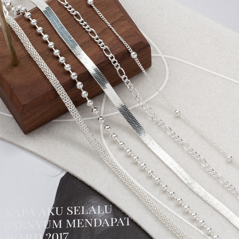 Fashion Silver Alloy Snake Bone Chain Twist Chain Geometric Bracelet Set,Jewelry Sets