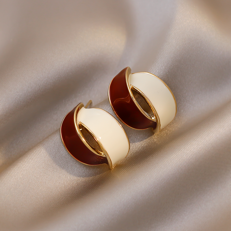Fashion Gold Alloy Geometric Double Curved Stud Earrings,Stud Earrings