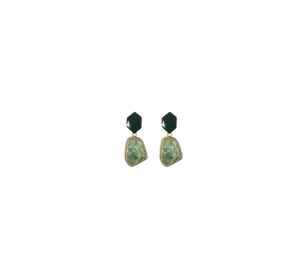 Fashion Green Alloy Geometric Inlaid Gravel Irregular Stud Earrings,Stud Earrings