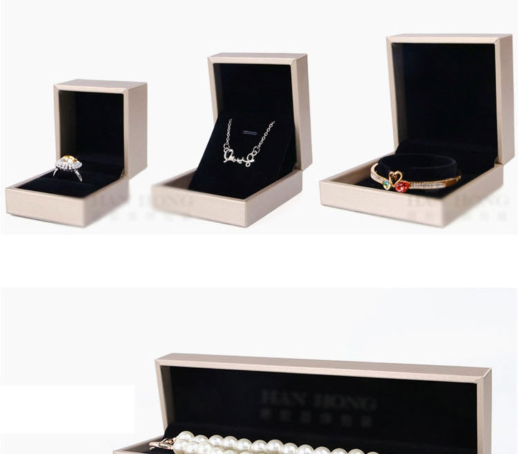 Fashion Black Brushed Leather Case Ring Case Brushed Leather Geometric Jewelry Box,Jewelry Packaging & Displays