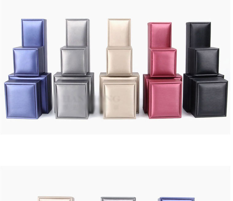 Fashion Maroon Brushed Leather Box Pendant Box Brushed Leather Geometric Jewelry Box,Jewelry Packaging & Displays