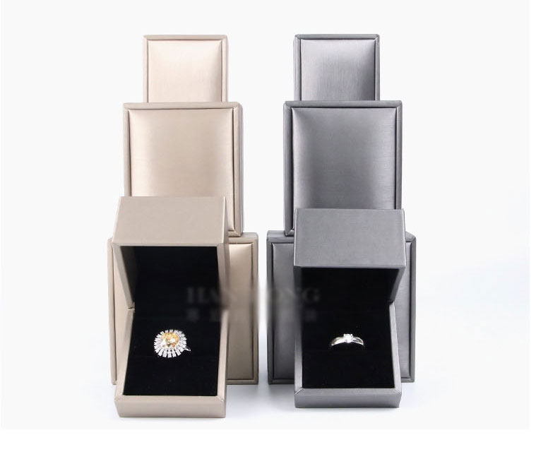 Fashion Blue Brushed Leather Case Ring Case Brushed Leather Geometric Jewelry Box,Jewelry Packaging & Displays
