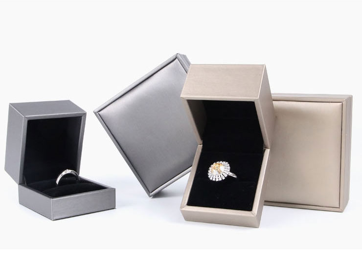 Fashion Silver Brushed Leather Box Stud Earrings Box Pu Brushed Geometric Jewelry Box,Jewelry Packaging & Displays