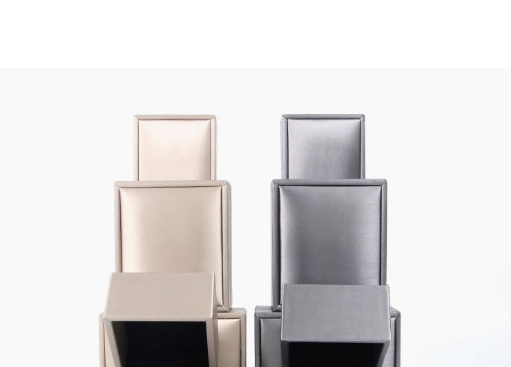 Fashion Black Brushed Leather Case Ring Case Pu Brushed Geometric Jewelry Box,Jewelry Packaging & Displays