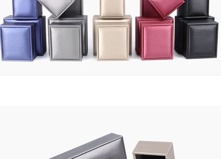 Fashion Silver Brushed Leather Box Ring Box Pu Brushed Geometric Jewelry Box,Jewelry Packaging & Displays
