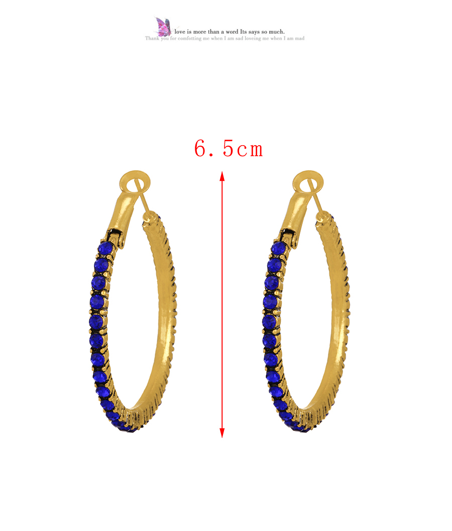 Fashion Royal Blue Alloy Diamond Hoop Earrings,Hoop Earrings