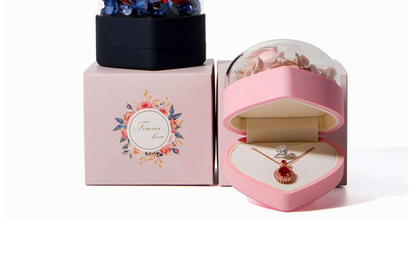 Fashion Love Flower Box Big Heart Blue Plastic Love Preserved Flower Jewelry Box,Jewelry Packaging & Displays