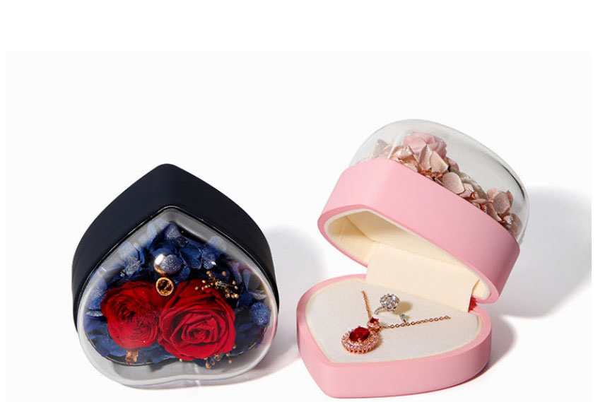 Fashion Love Flower Box Small Love Pink (no Tote Bag) Plastic Love Preserved Flower Jewelry Box,Jewelry Packaging & Displays