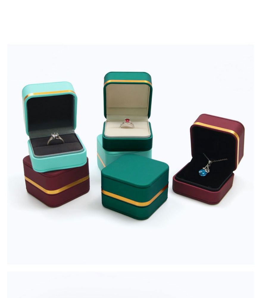 Fashion Cyan Pendant Box Plastic Rounded Gold Edge Jewelry Box,Jewelry Packaging & Displays
