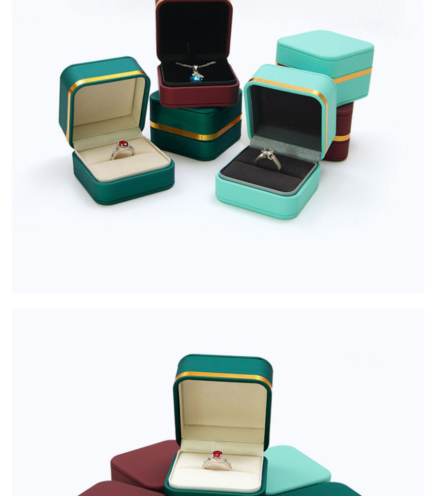 Fashion Cyan Pendant Box Plastic Rounded Gold Edge Jewelry Box,Jewelry Packaging & Displays