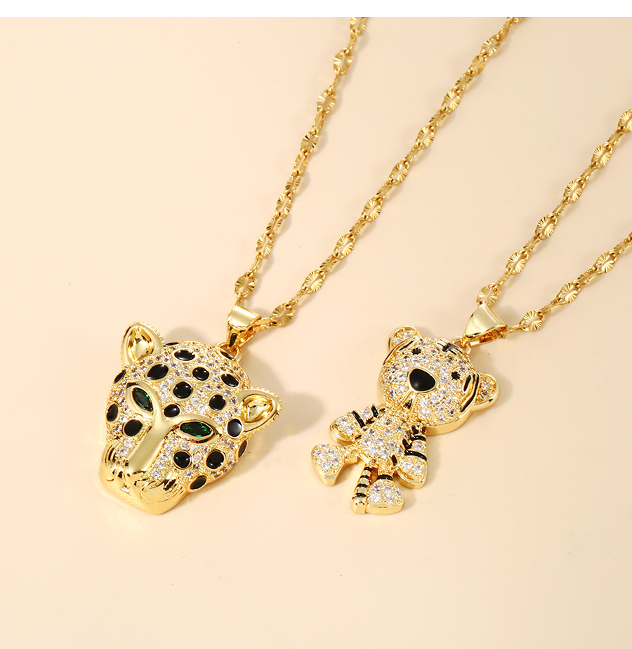 Fashion Gold Bronze Zirconium Tiger Pendant Necklace,Necklaces