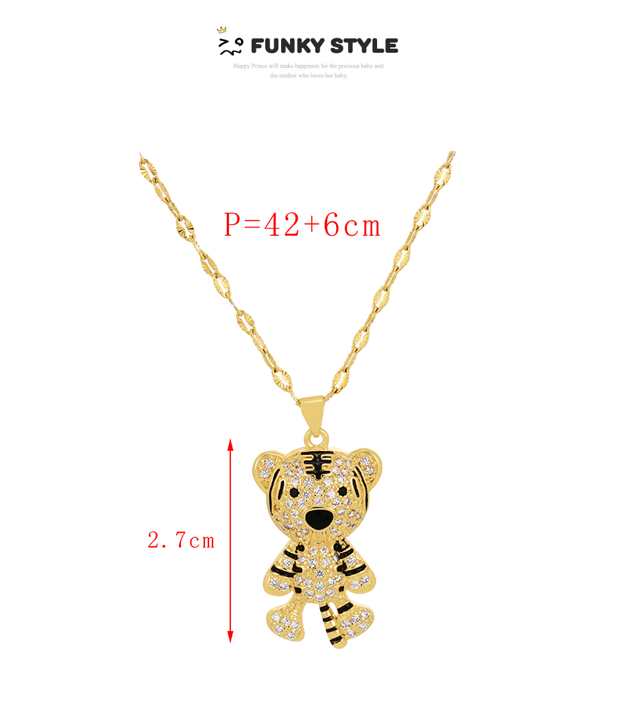 Fashion Gold-2 Bronze Zirconium Panther Head Pendant Necklace,Necklaces