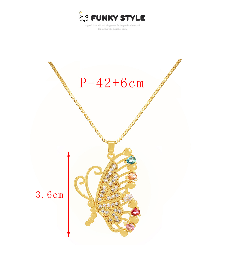 Fashion Gold Bronze Zirconium Butterfly Pendant Necklace,Necklaces