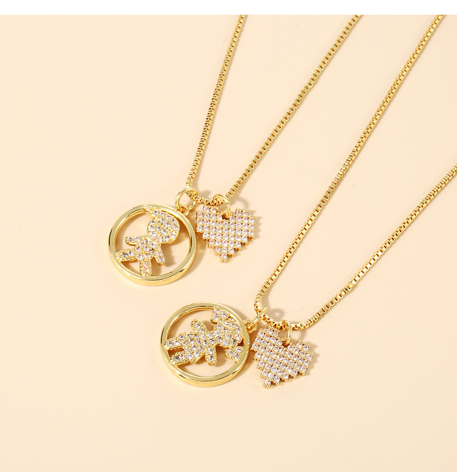 Fashion Gold Brass Inlaid Zirconium Girls Heart Pendant Necklace,Necklaces