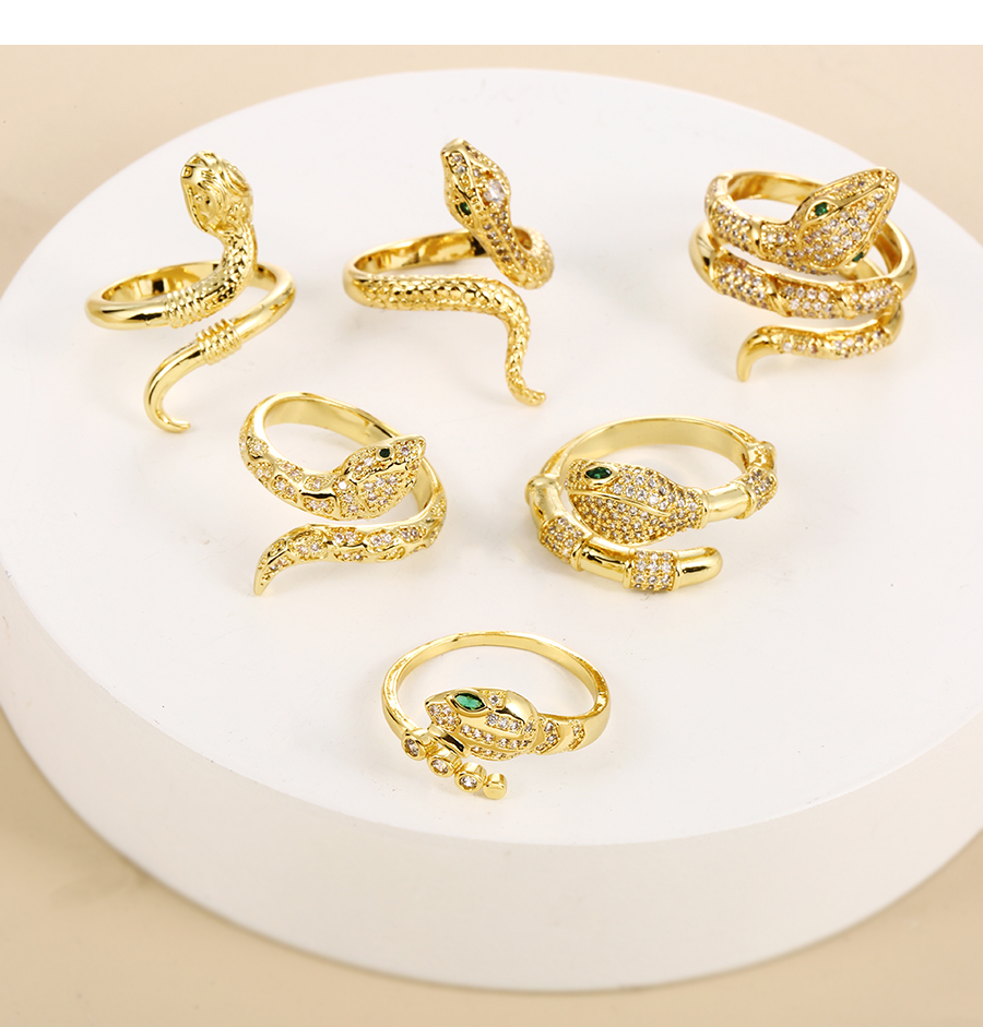 Fashion Gold-5 Bronze Zirconium Serpentine Ring,Rings