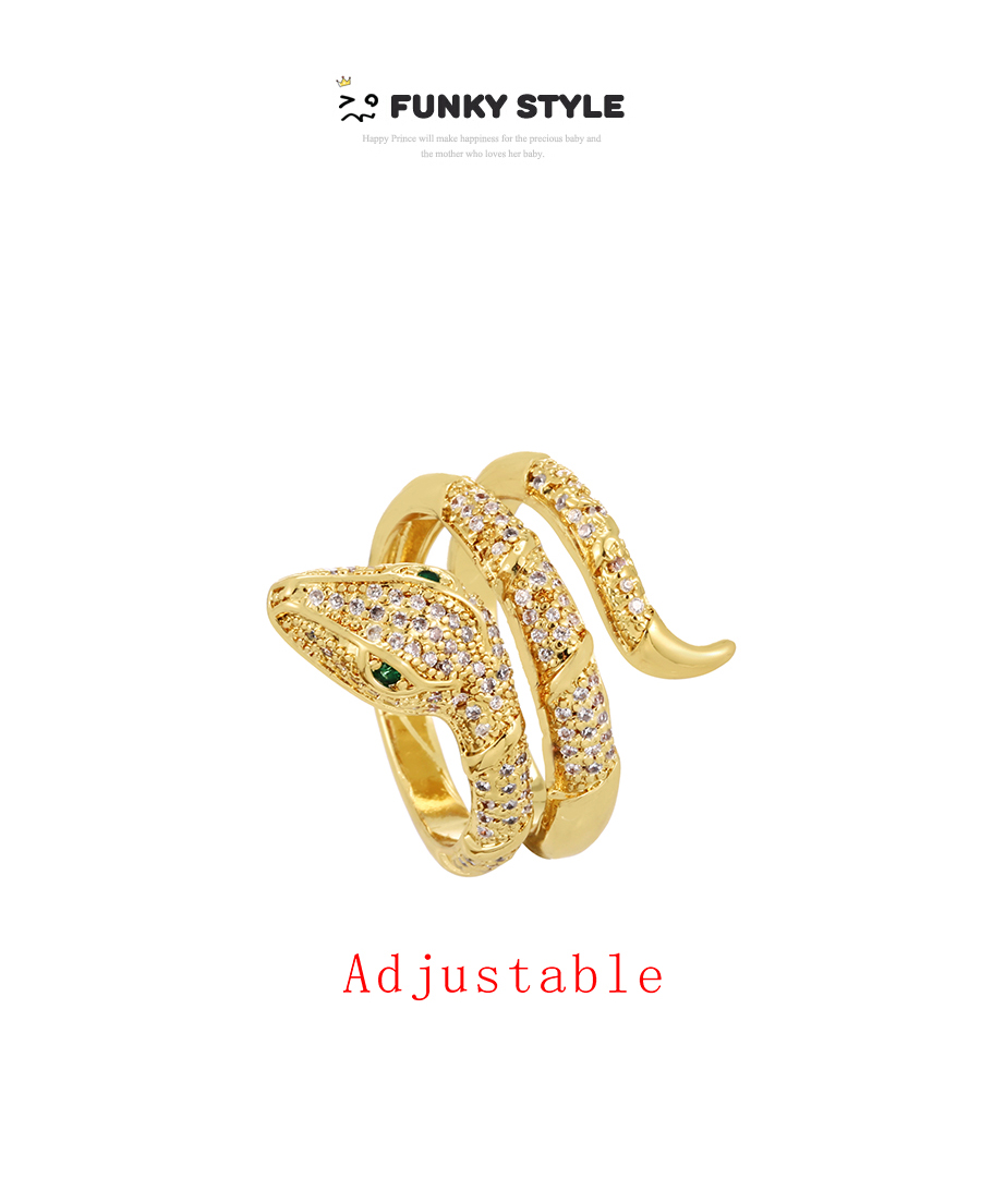Fashion Gold-3 Bronze Zirconium Serpentine Ring,Rings